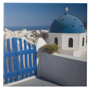 Azulejo Grecia y la isla griega de Santorini desde la