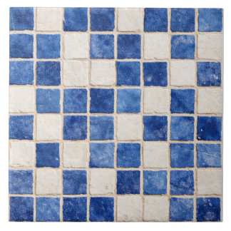 Azulejo Greek Blue Mosaic Squares Ceramic Tile 