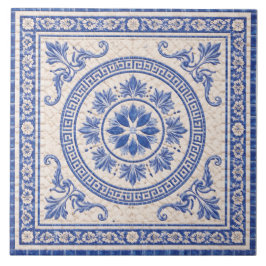 Azulejo Greek Floral Medallion – Decorative Ceramic Tile