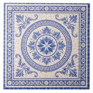 Azulejo Greek Floral Medallion – Decorative Ceramic Tile