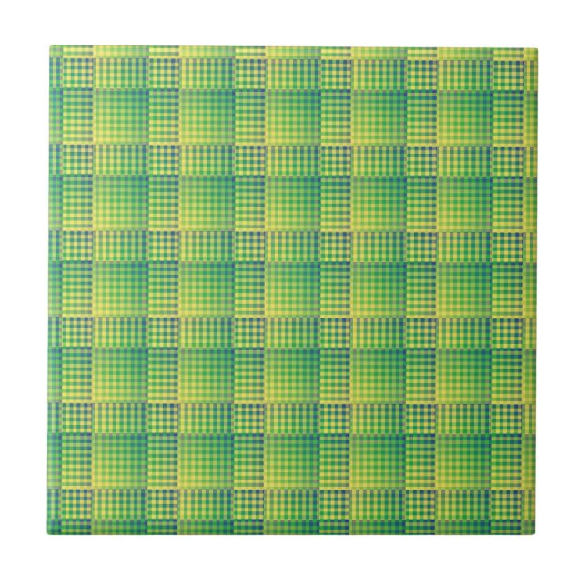 Azulejo Green Blue Checker Abstract Pattern (Frente)