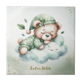Azulejo Green Boho Sleeping Teddy Bear Cute