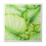 Azulejo Green Botanical Ceramic Tile<br><div class="desc">A lovely Garden Leaves Illustration Ceramic Tile designed to decorate any space and bring a touch of nature and relaxation to your home.</div>