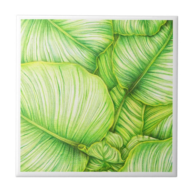 Azulejo Green Botanical Ceramic Tile (Frente)