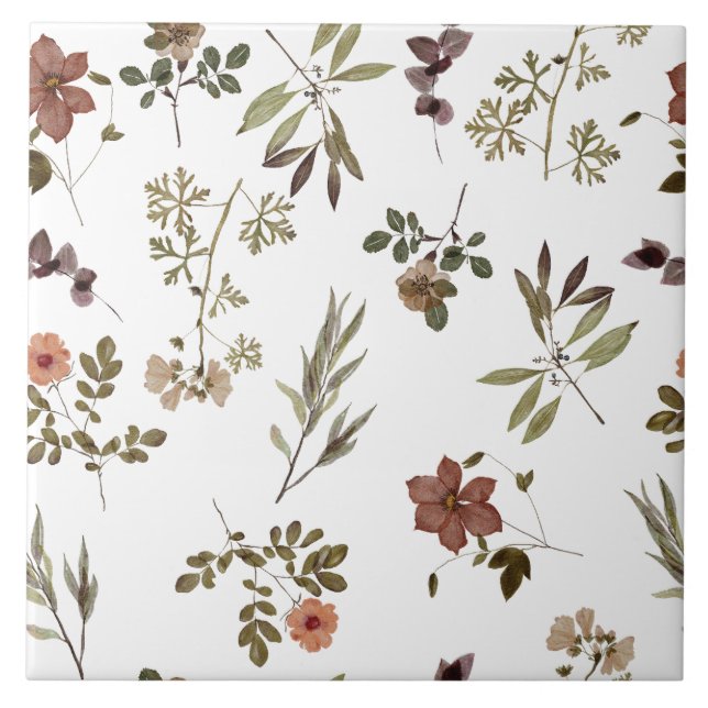 Azulejo Green Burgundy Wildflower (Frente)
