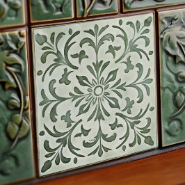 Azulejo Green Calla Lily Backsplash Repro Art Nouveau