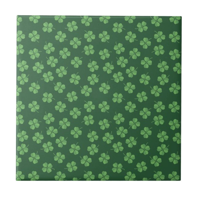 Azulejo Green Celtic Irish Four Leafed Clovers St. Patrick (Frente)