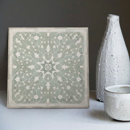 Azulejo Green Filigree Backsplash Bath Chimenea Repro