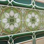 Azulejo Green Floral Wall Decor Art Nouveau Backsplash<br><div class="desc">Welcome to CreaTile! Here you will find handmade tile designs that I have personally crafted and vintage ceramic and porcelain clay tiles, whether stained or natural. I love to design tile and ceramic products, hoping to give you a way to transform your home into something you enjoy visiting again and...</div>