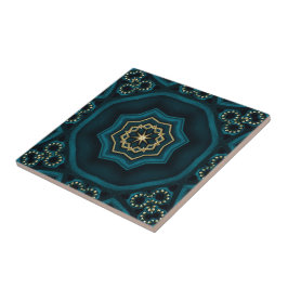 Azulejo Green Gold Boho Rosette Mandala