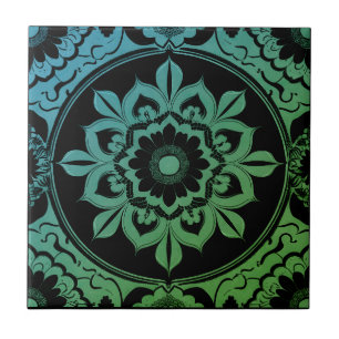 Azulejo Green Gradient Mandala Ceramic Tile