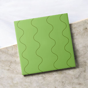 Azulejo Green Groovy Wavy Line Resumen Minimalista moderno