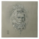 Azulejo Green Man 2.0 with Oak Leaf Beard<br><div class="desc">A portrait of the fantastical Green Man, complete with oak leaves in his beard, spirals on his face and mustache curling like vines. This is a great way to represent the God on your altar. Rest your God candle on it or use it as the representation of the God, especially...</div>