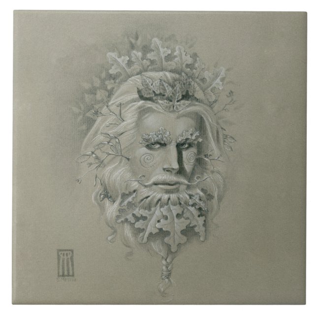 Azulejo Green Man 2.0 with Oak Leaf Beard  (Frente)
