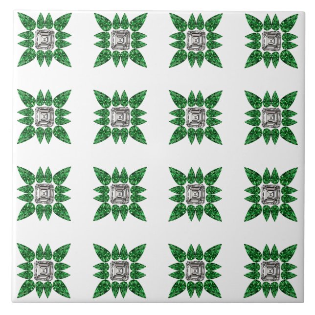 Azulejo Green Pear shaped Diamond Pattern (Frente)