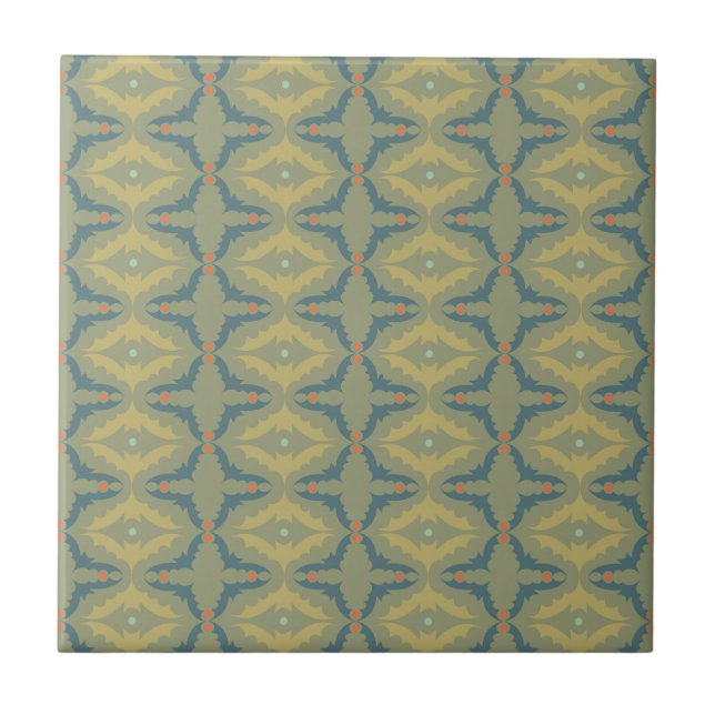 Azulejo Greenish Retro Vintage Pattern (Frente)