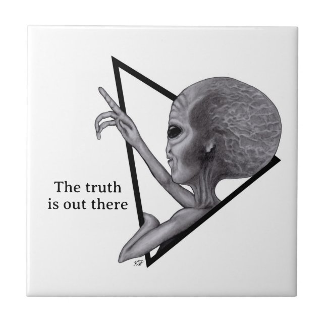 Azulejo Grey Alien, la verdad está ahí fuera (Frente)