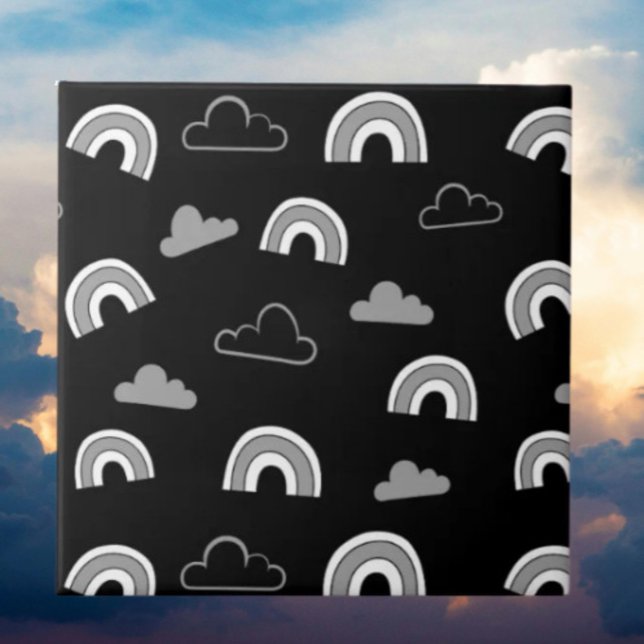 Azulejo Grey Clouds and Rainbows on Black Ceramic Tile (Subido por el creador)
