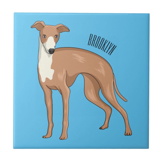 Azulejo Greyhound dog cartoon illustration  (Frente)