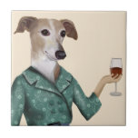 Azulejo Greyhound Wine Snob<br><div class="desc">Snob de vino de Greyhound por Fabfunky. Cuenta con un riachuelo bien vestido que disfruta del vino. | 190955D</div>