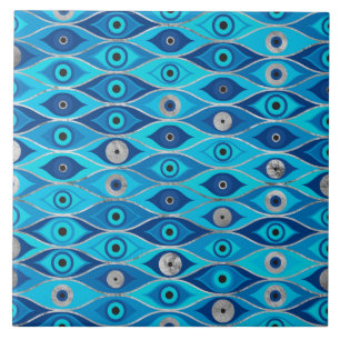 Azulejo Griego Mati Mataki - Patrón de ojos malvados en el