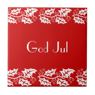 Azulejo grilletes blancos en rojo - Dios Jul