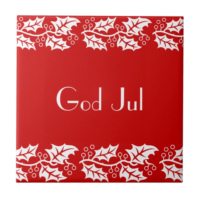 Azulejo grilletes blancos en rojo - Dios Jul (Frente)