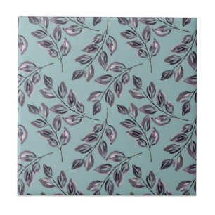 Azulejo Gris acuarela, ramas negras sobre un turquesa