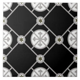 Azulejo Gris blanco negro con motivos geométricos Repro