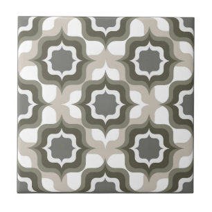 Azulejo Gris Blanco Negro Mediterráneo Retro