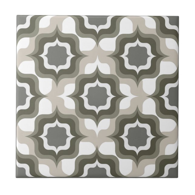 Azulejo Gris Blanco Negro Mediterráneo Retro (Frente)