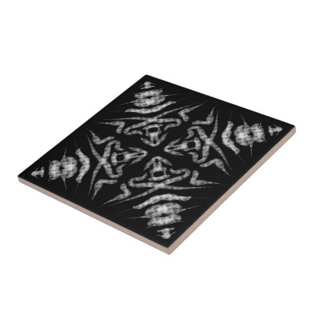 Azulejo Gris Blanco Sobre El Agua Salada Negra Abstrato Ar (Lado)