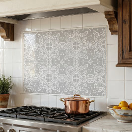 Azulejo Gris Claro Y Blanco Patrón Ornamental Elegante De