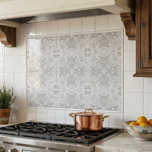 Azulejo Gris Claro Y Blanco Patrón Ornamental Elegante De 