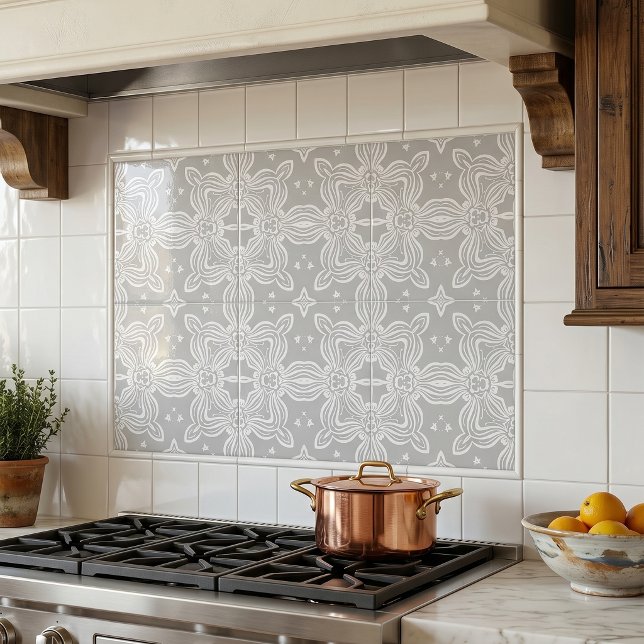 Azulejo Gris Claro Y Blanco Patrón Ornamental Elegante De  (Subido por el creador)