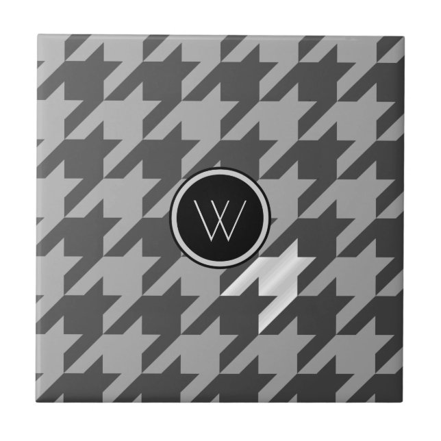 Azulejo Gris con mosaico de agudos de acento plateado (Frente)