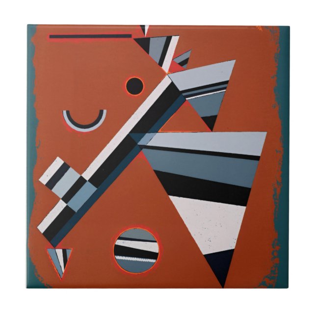 Azulejo Gris de Kandinsky Resumen Pintando arte moderno (Frente)