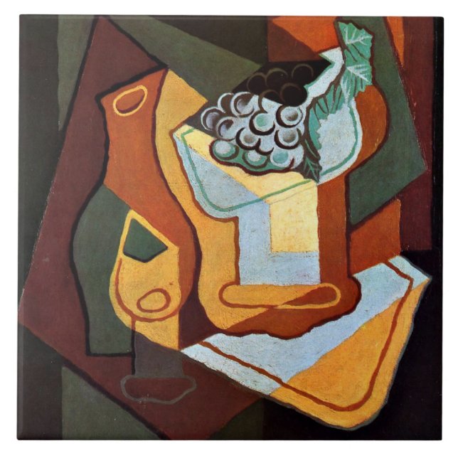 Azulejo Gris - Frasco, Vidrio y Fruta (Frente)