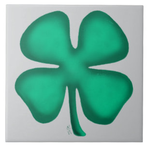 Azulejo gris grande de trébol irlandés Lucky 4 Lea