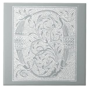 Azulejo Gris gris "O " de las iniciales del monograma de
