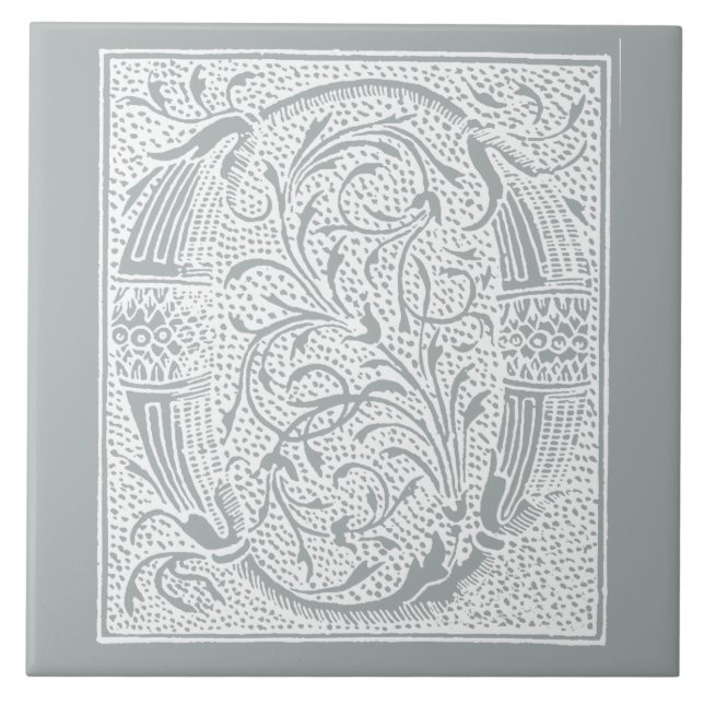 Azulejo Gris gris "O " de las iniciales del monograma de (Frente)