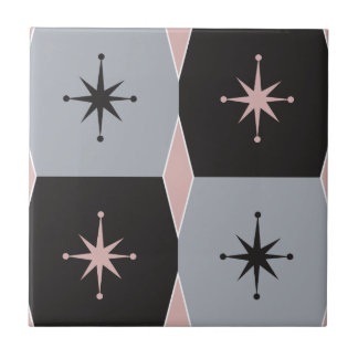 Azulejo Gris moderno, rosa y negro de mediados de siglo