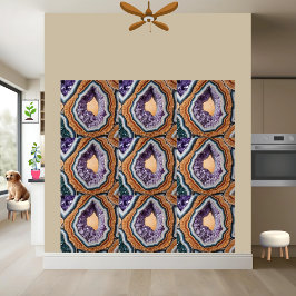 Azulejo Gris morado rico y tonos de tierra contra geodo