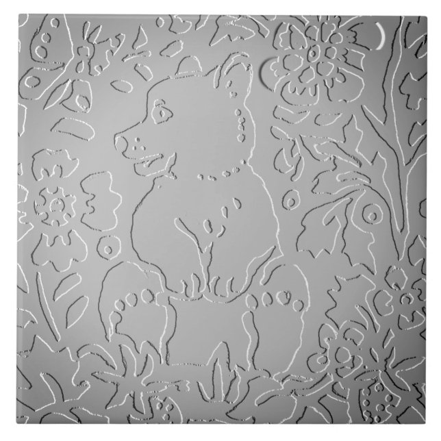 Azulejo Gris Ombre Oso Woodland Grabado en relieve Natural (Frente)