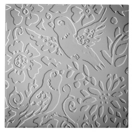 Azulejo Gris Ombre Pájaro Bosque Grabado en relieve Natura