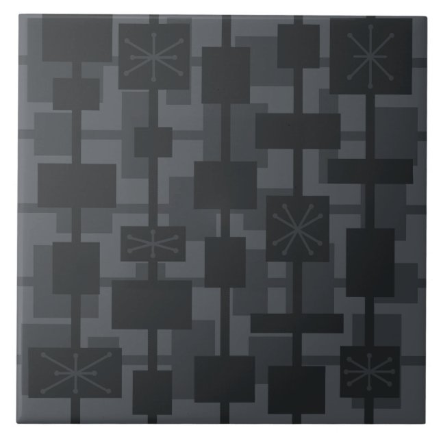 Azulejo Gris oscuro geométrico moderno de mediados de sigl (Frente)