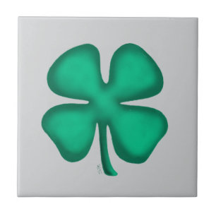 Azulejo gris pequeño trébol irlandés de 4 hojas Lu