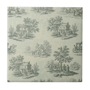 Azulejo Gris Suave Toile de Granja Rústica Campo