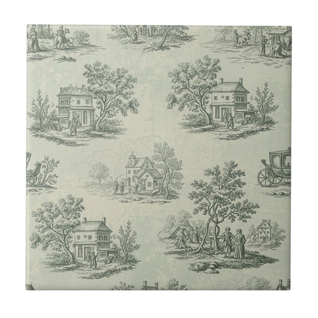 Azulejo Gris Suave Toile de Granja Rústica Campo (Frente)