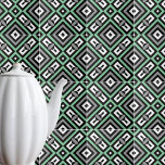 Azulejo Gris verde negro blanco Op Arte Geométrico a rayas<br><div class="desc">Diseño de baldosas decorativas modernas y frescas con un patrón artístico de op en verde,  gris,  negro y blanco inmaculado.</div>